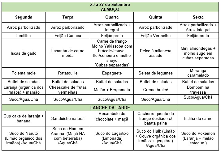 cardapio 23setembro